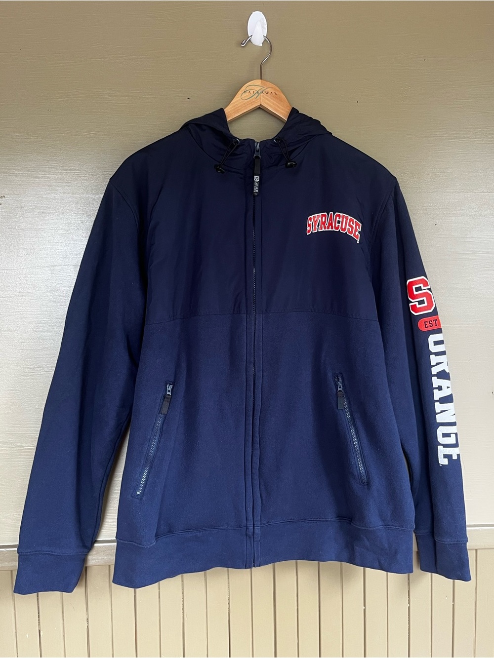 Syracuse Navy Full-Zip Hoodie Jacket XL Gear for Sports “Let’s GO Orange”